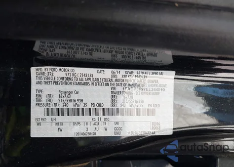 2014 Ford Focus Se z USA, uszkodzony, nr VIN 1FADP3F27EL344010